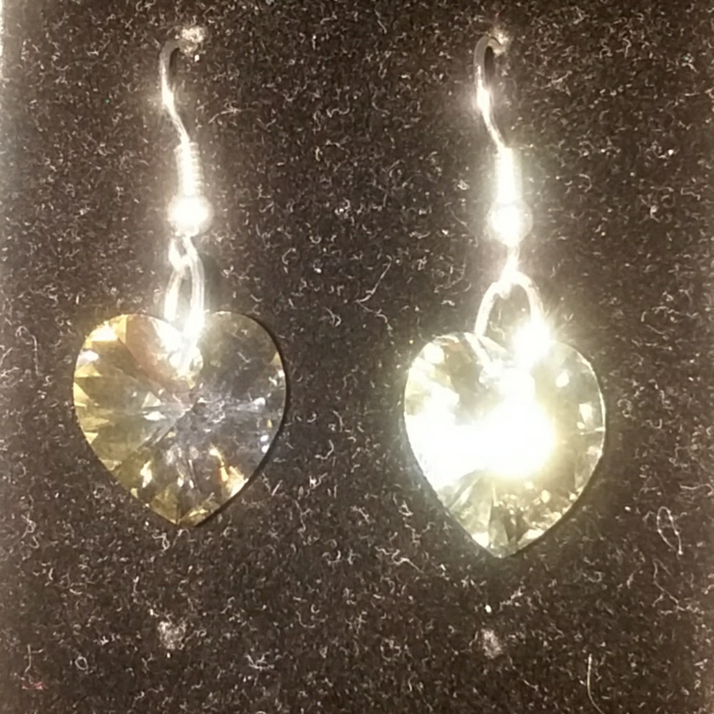 Clear Swarovski heart earrings